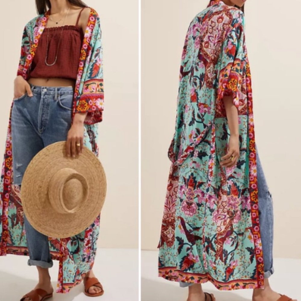 Anthropologie Radiant Floral Kimono OS NWT